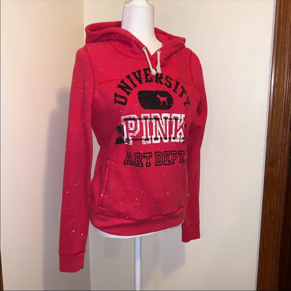 Paint Splattered PINK Hoodie Red